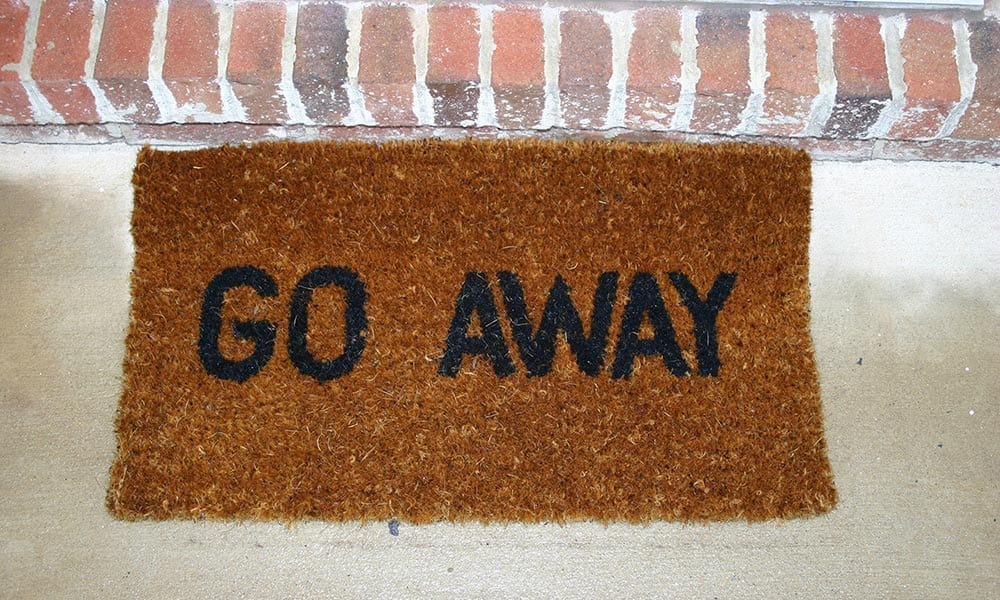 Photo of door mat saying